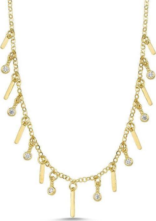 Altın Plaka Sarkık Kolye 60 Cm