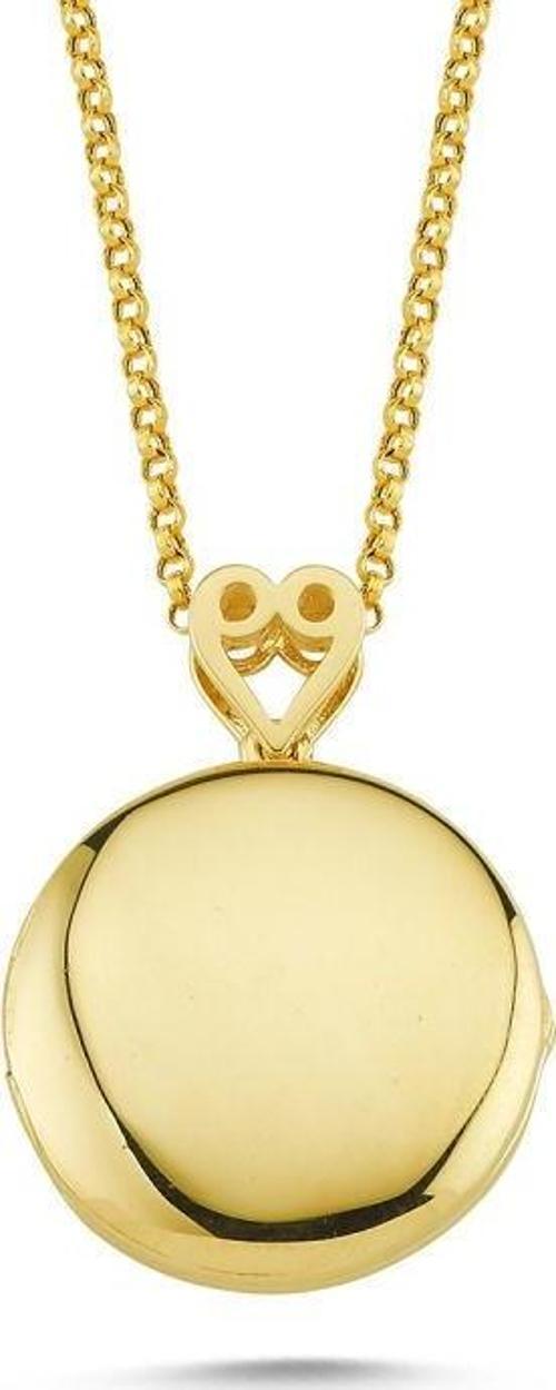 Altın Resimli Kolye Doç Zincirli Yuvarlak