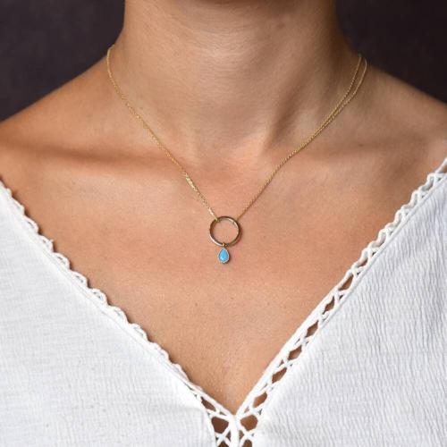 Choker Altın Firuze Kolye Çift Zincirli