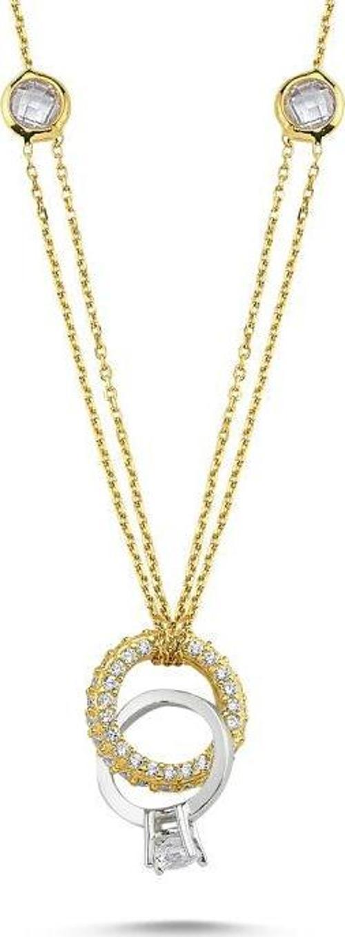 Altın Tektaş & Alyans Kolye Çift Zincirli