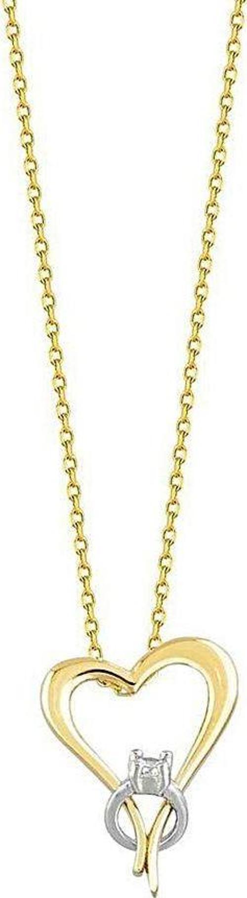 Kalp Tektaş Altın Kolye 14K Gold