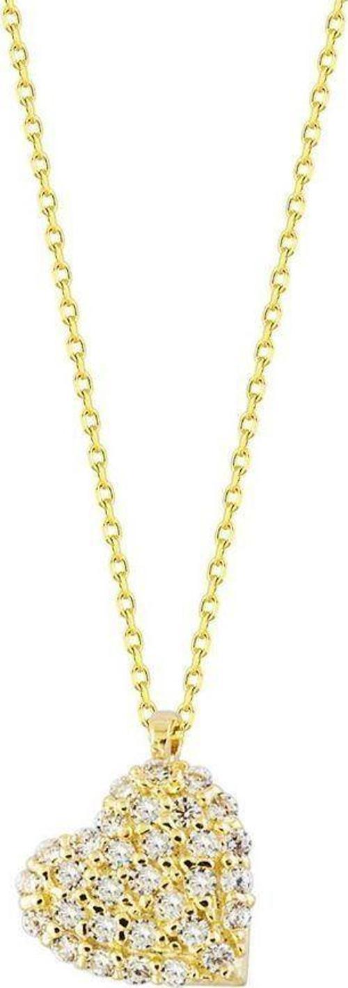 Kalp'li Altın Kolye Taşlı 14K Gold Minimal