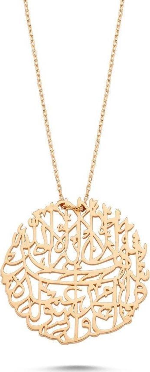 Nazar Duası Altın Kolye 14K Rose Gold El İşlemesi
