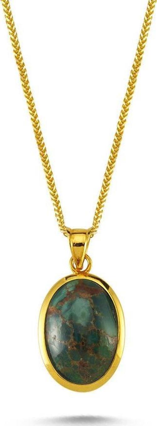 Özel Tasarım Altın Kolye Yeşil Lapis Taşlı 14K Gold
