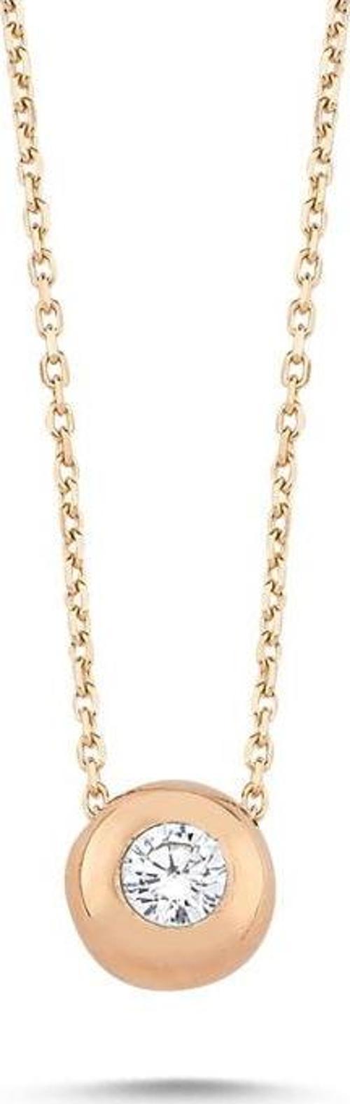 Rose Altın Tektaş Kolye 0.10 Karat