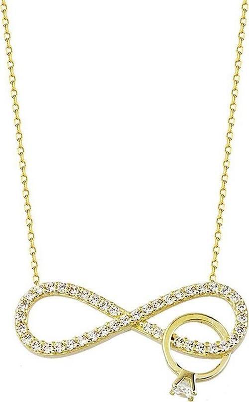 Sonsuz Tektaş Altın Kolye 14K Gold