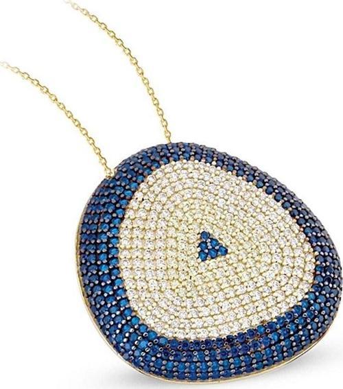 Sosyete Altın Kolye Nazar Boncuk 14K Gold