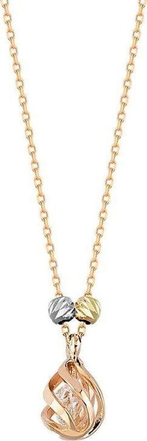 Tektaş Altın Kolye 14K Rose Dorikalı