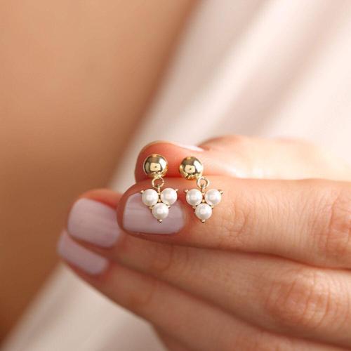 14 Ayar Altın İnci Küpe Salkım