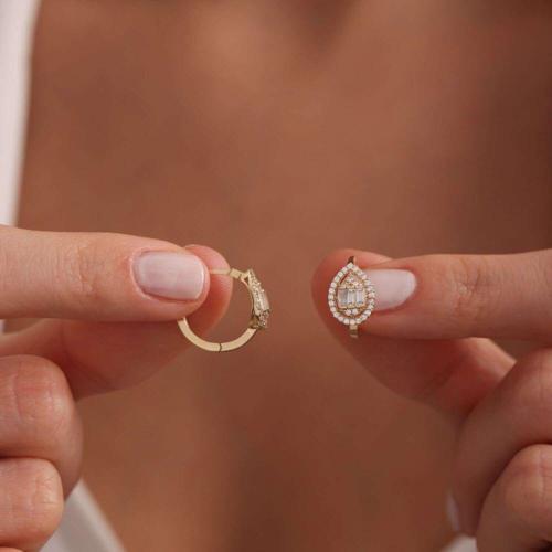 Altın Damla Baget Küpe 1.5 cm