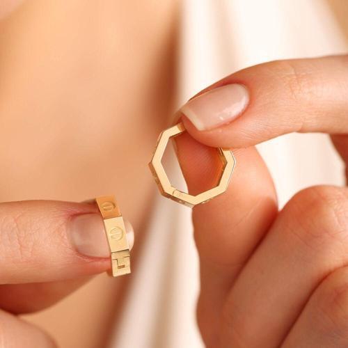  Altın Halka Küpe 1.5 cm Çivi Form
