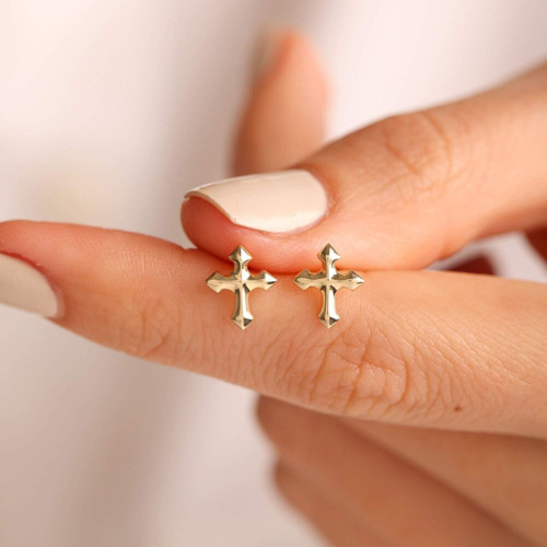 14 Ayar Altın Cross Küpe