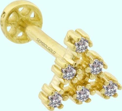 Altın Piramit Tragus Piercing 14 Ayar