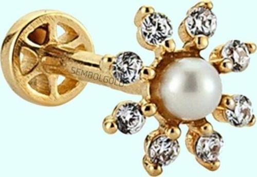 Altın İnci Tragus Piercing 14 Ayar
