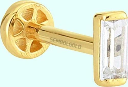 Altın Baget Tragus Piercing 14 Ayar
