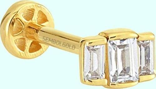 Altın Baget Tragus Piercing 14 Ayar Tria