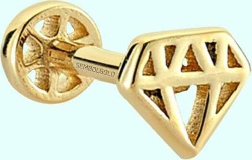 Altın Diamond Tragus Piercing 14 Ayar