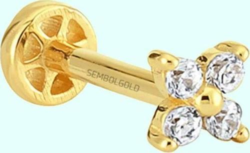 Altın Yonca Tragus Piercing 14 Ayar