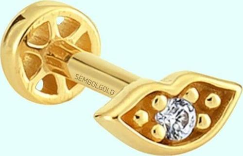 Altın Dudak Tragus Piercing 14 Ayar
