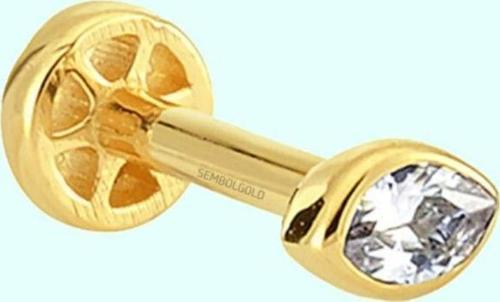 Altın Göz Tektaş Tragus Piercing 14 Ayar