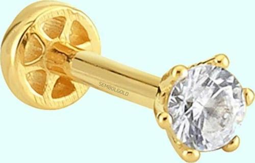 Altın Tektaş Tragus Piercing 14 Ayar
