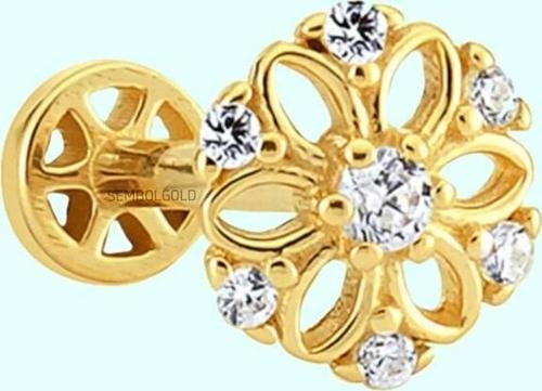 Altın Çiçek Tragus Piercing 14 Ayar