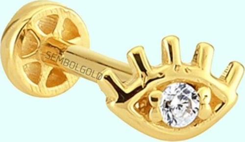 Altın Evil Eye Tragus Piercing 14 Ayar