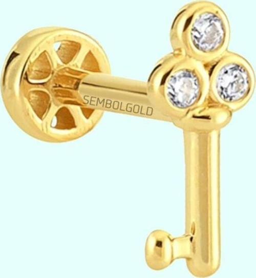 Altın Anahtar Tragus Piercing 14 Ayar