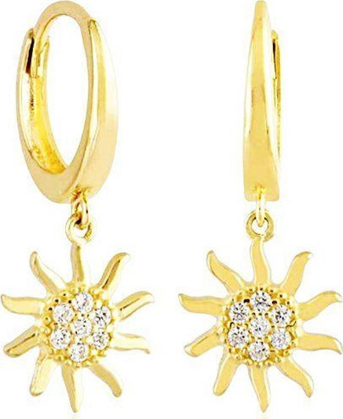 Sallantılı Altın Güneş Küpe 14K Gold