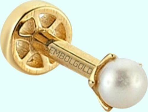 Altın İnci Tragus Piercing 14 Ayar