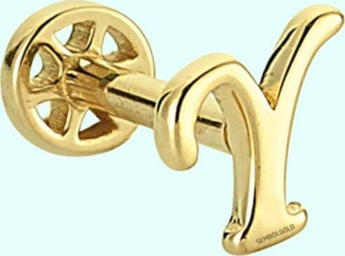 Altın Piercing -Y- Harf 14 Ayar Tragus