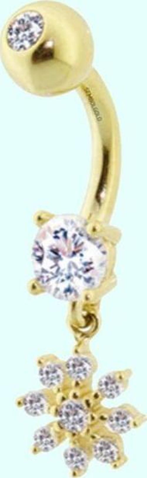 Altın Göbek Piercing 14 Ayar Sallantılı Kartanesi