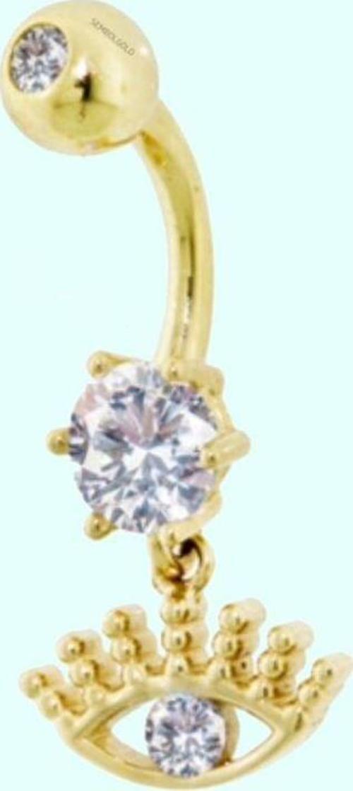 Altın Göbek Piercing 14 Ayar Sallantılı Göz