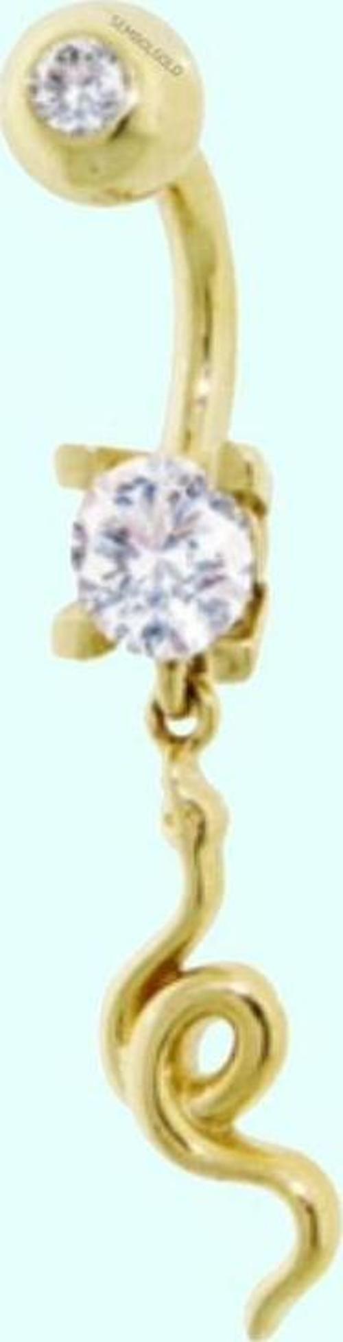 Altın Göbek Piercing 14 Ayar Sallantılı Yılan