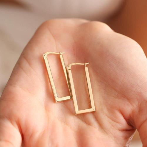 Altın Halka Küpe Rectangle