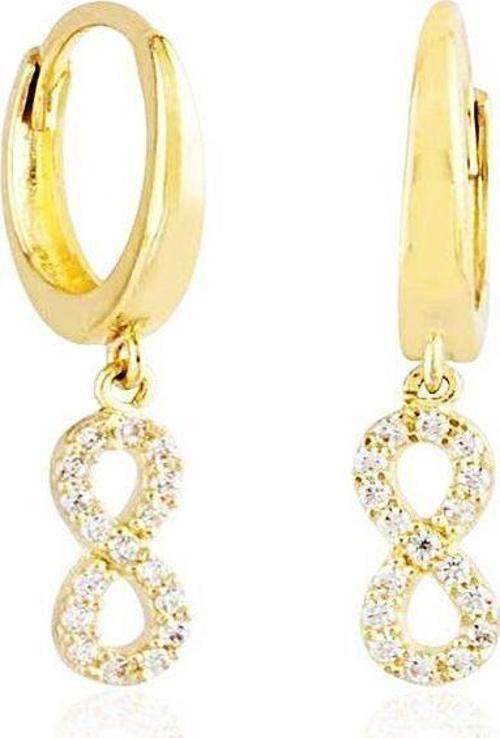 Sonsuz Altın Sallantılı Küpe 14K Gold Taşlı