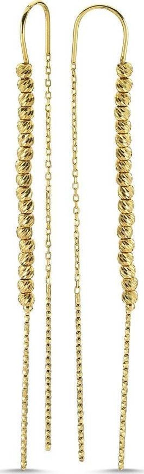Dorikalı Altın Küpe 14K Sarı Gold 7,0 cm