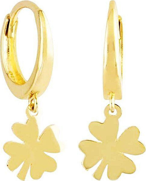 Yonca Altın Sallantılı Küpe 14K Gold Kalp'li