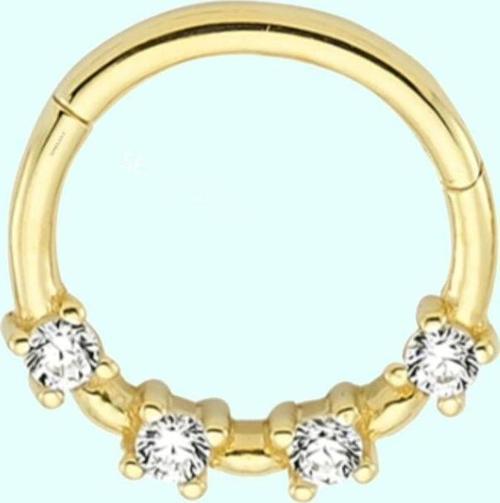 Altın Halka Piercing Taşlı 14 Ayar
