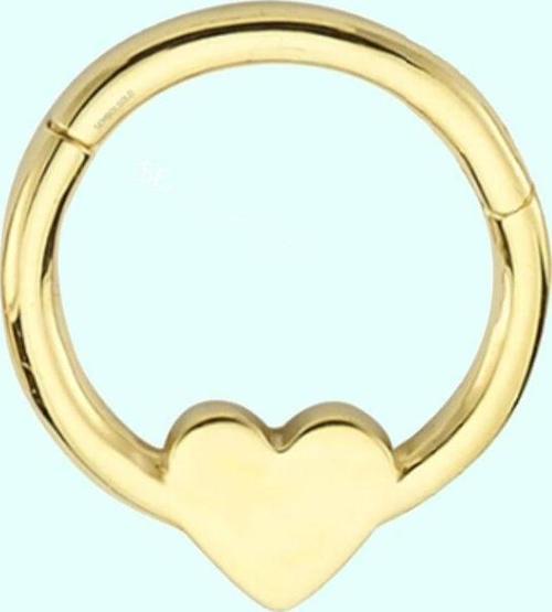 Altın Halka Piercing Kalp 14 Ayar