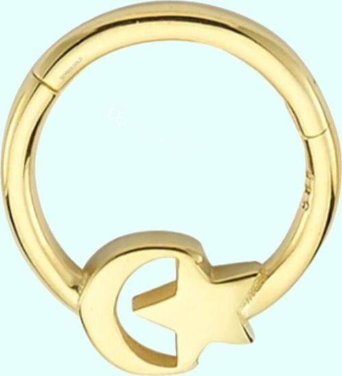 Altın Halka Piercing Ayyıldız 14 Ayar