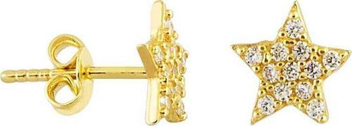 Yıldız Altın Çivi Küpe 14K Gold Taşlı