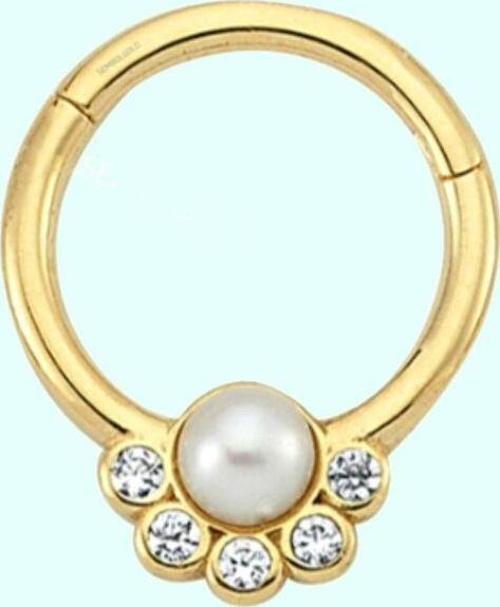 Altın Halka Piercing İnci Form 14 Ayar