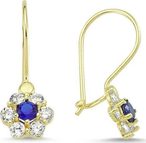 Altın Çocuk Küpe 14 Ayar Sallantılı Model Taşlı