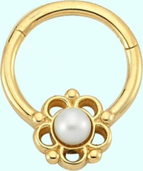 Altın Halka Piercing İnci Form 14 Ayar