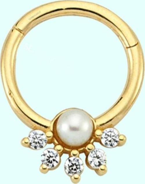 Altın Halka Piercing İnci Form 14 Ayar