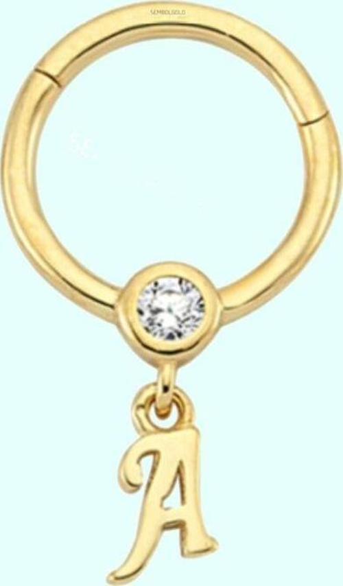 Altın Halka Piercing -A- Harf 14 Ayar