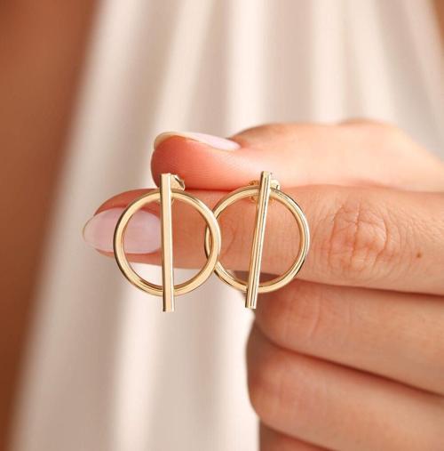 Altın Çivi Küpe İtaly Armoni 2.0 cm
