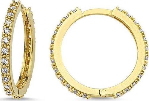 Altın Halka Küpe Tek Sıra Taşlı