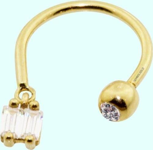 Altın Yarım Halka Kulak Piercing 14 Ayar Baget Taşlı